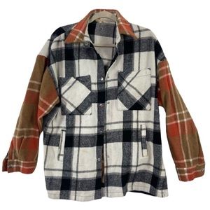 Fashion on Earth colorblock plaid stained jacket. Size Large